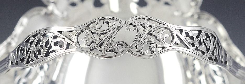 Beautiful Large English 1912 Sterling Silver Pierced Basket Heavy
