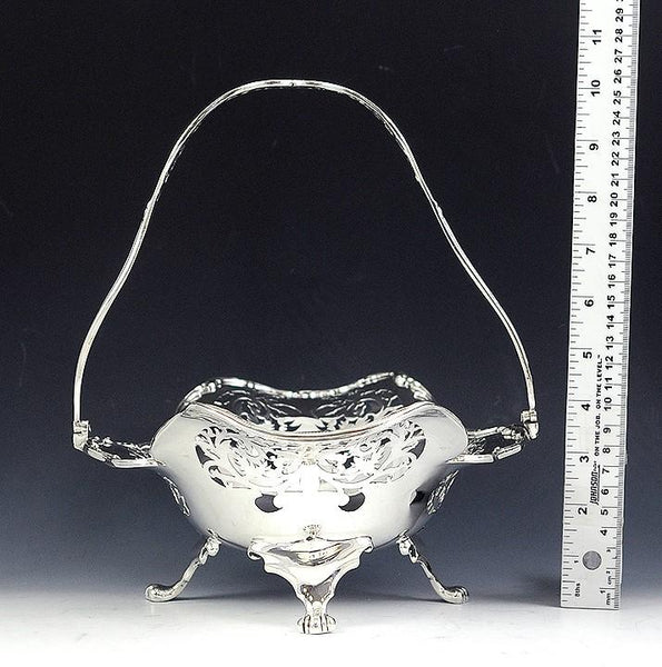 Beautiful Large English 1912 Sterling Silver Pierced Basket Heavy