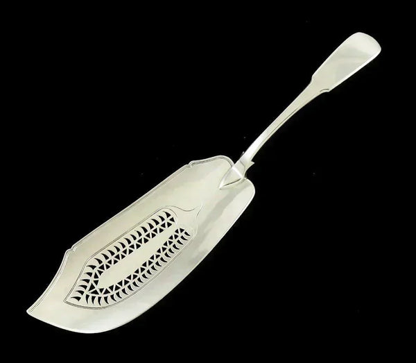 Antique English Georgian 1814 Fiddle Pierced Fish Slice Server NO MONO 11 1/2"