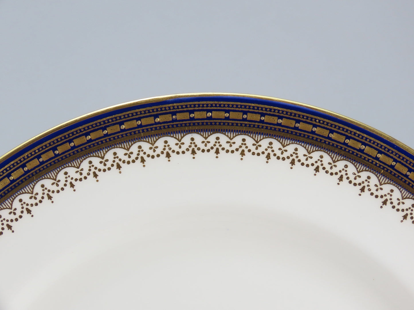 Vintage Royal Doulton Porcelain 11 pc Luncheon Plates Cobalt Blue & Gold 9in