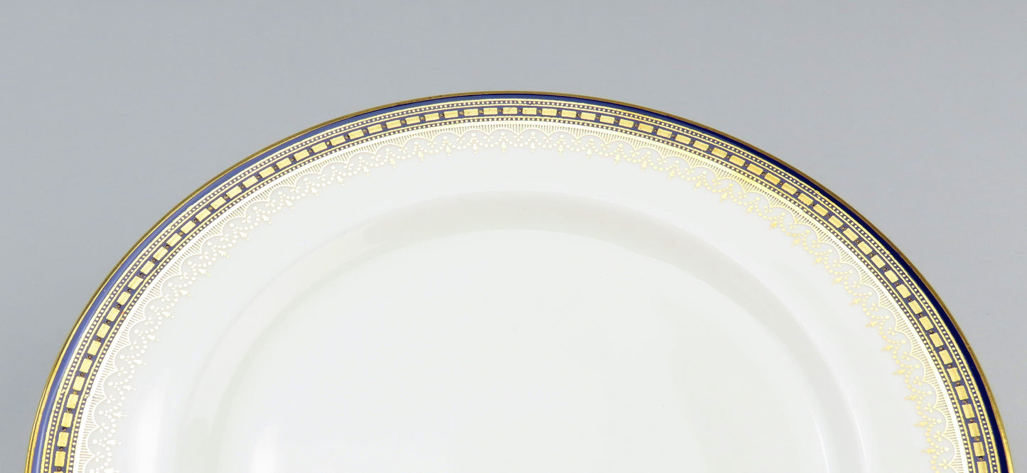 Vintage Royal Doulton Porcelain 11 pc Luncheon Plates Cobalt Blue & Gold 9in