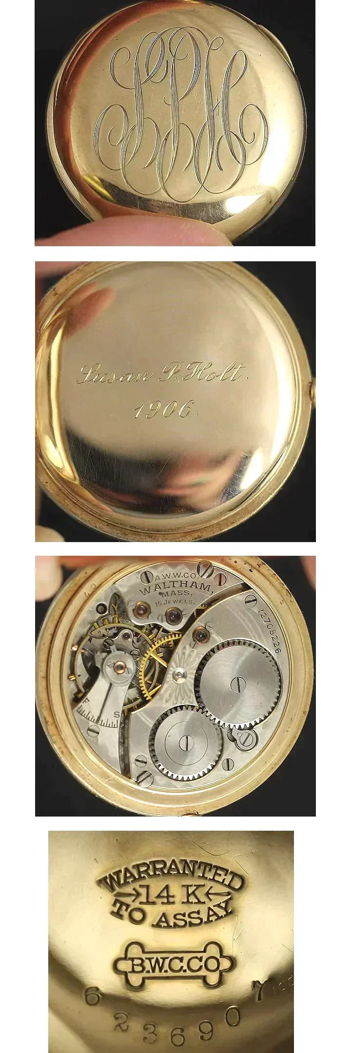 Fine Quality 1906 Antique Edwardian Waltham 14K Gold Ladies' Pocket Watch