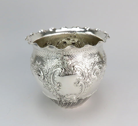 1892 Fabulous English Sterling Silver Mappin Webb Wide Mouth Vase No Mono 6 3/4"