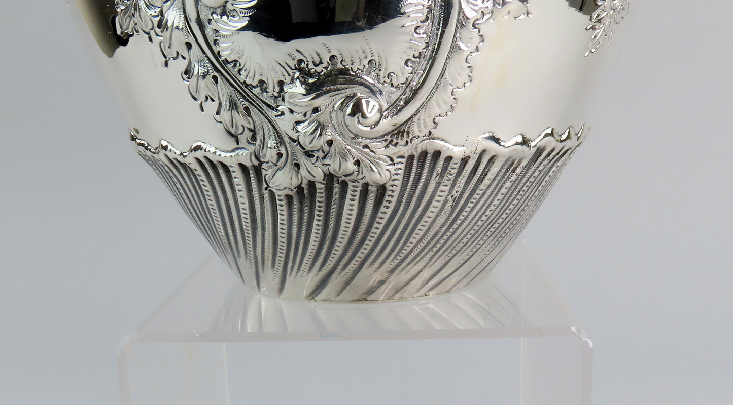 1892 Fabulous English Sterling Silver Mappin Webb Wide Mouth Vase No Mono 6 3/4"