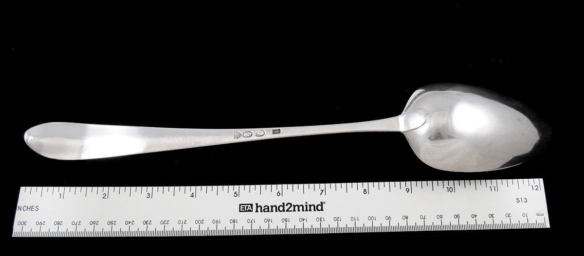 Antique 1793 Irish Georgian Sterling Silver Platter Stuffing Serving Spoon