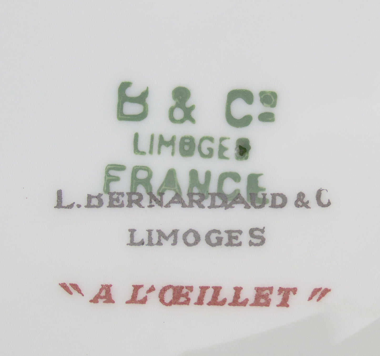 Rare Bernardaud Limoges l'Oeillet Pink Carnation Breakfast Cup Saucer Plate Set