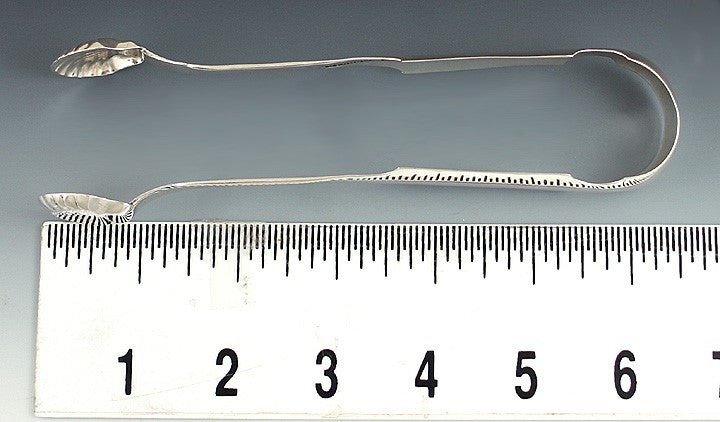 1830s Antique American Coin silver Fiddle Shell Tongs