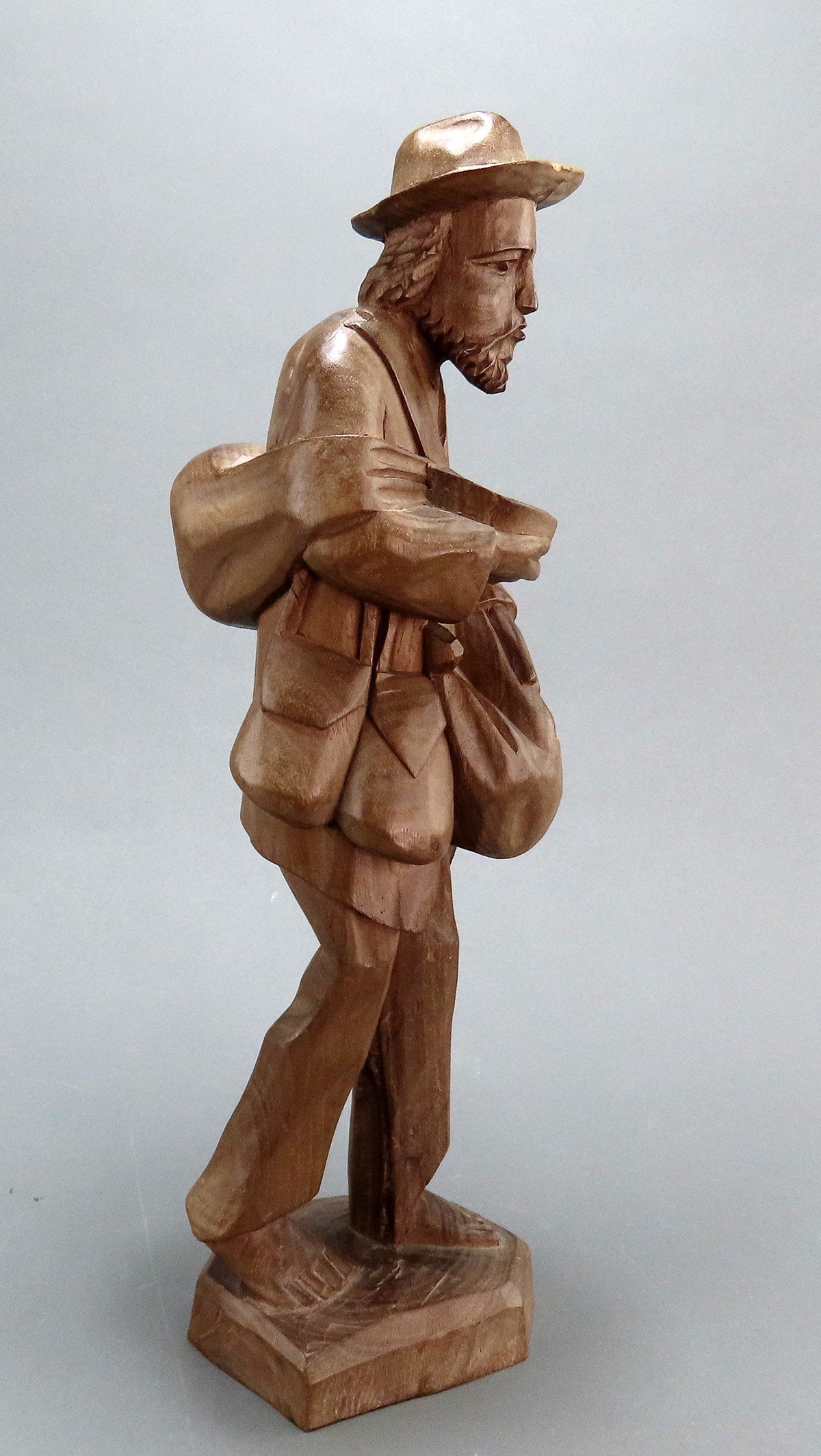 Antique Hand-Carved Wooden Vagabond Beggar Likely German Late 1800s