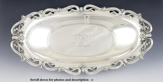 Antique Art Nouveau Sterling Silver Frank Whiting Serving Bowl/Dish 13.25 X 7.5"