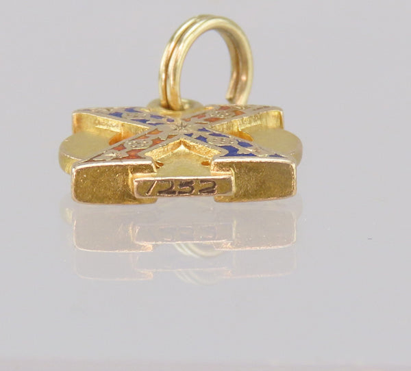 Antique 14k Yellow Gold Chi Phi Fraternity Enamel Pendant