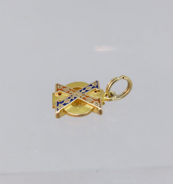 Antique 14k Yellow Gold Chi Phi Fraternity Enamel Pendant