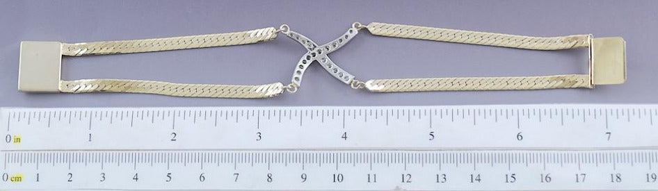 Beautifully Made 14k Gold and Brilliant Cut Diamond X Bracelet