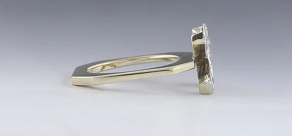 Lovely 14k Yellow Gold .50ct Diamond X Ring Size 5.25 Platinum Setting