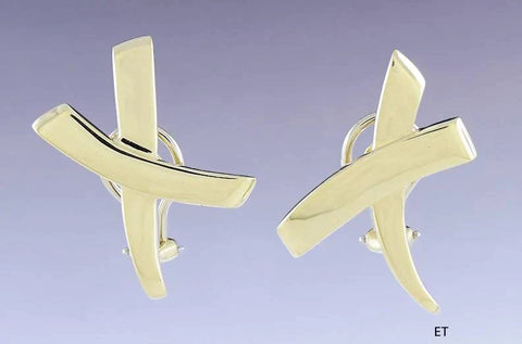 Designer Tiffany & Co Paloma Picasso 18k X Kiss Crossover Earrings