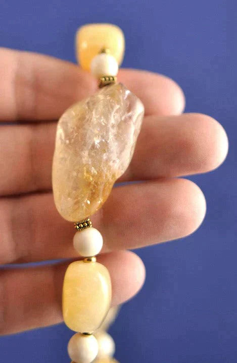 Fair Trade Honey Jasper "Lemon Rocks" Artisan Necklace