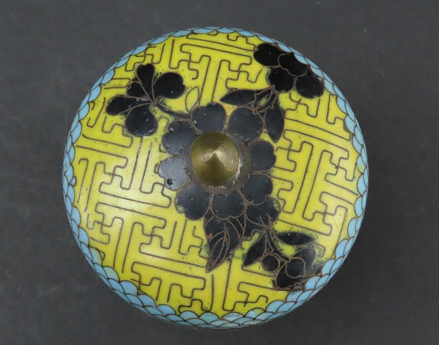 Neat Antique Chinese Cloisonné Small Jars Yellow Enamel 3 Inches