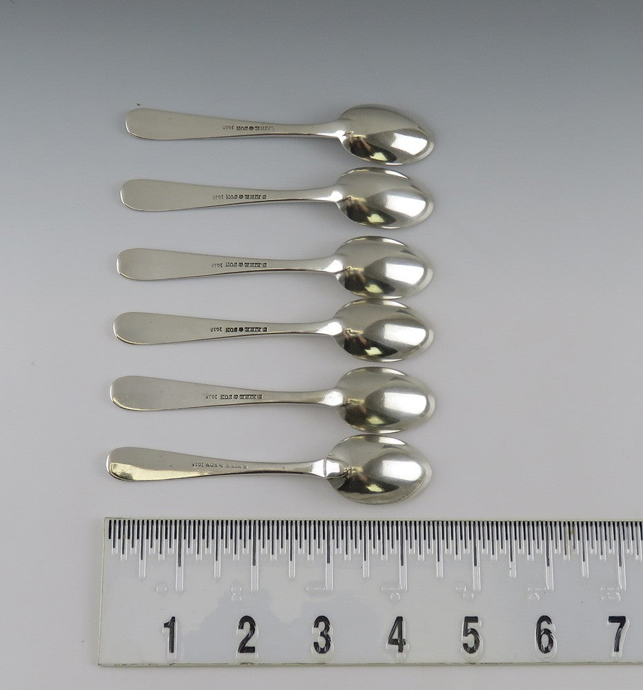 6 Antique American Kirk Mayflower 1846 Silver Demitasse Coffee Spoons 4 1/2