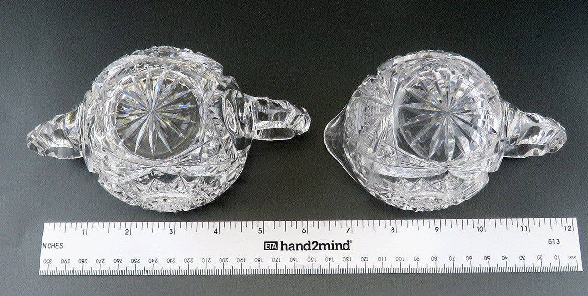 Antique c1900 ABP American Brilliant Period Cut Crystal Glass Sugar & Creamer