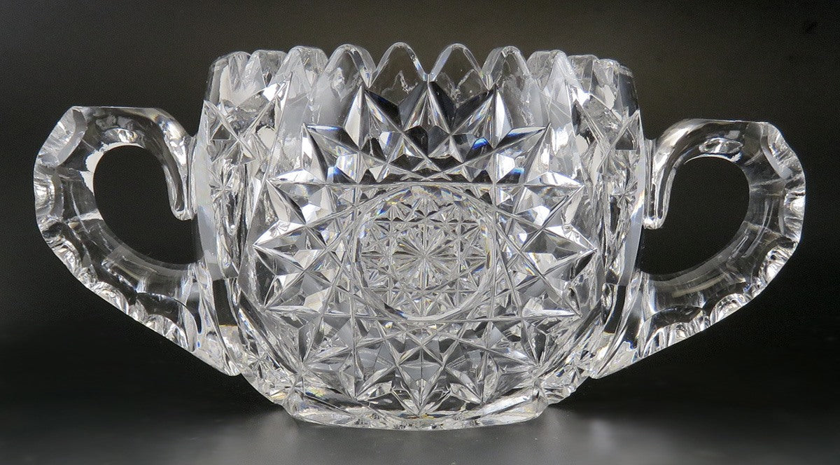 Antique c1900 ABP American Brilliant Period Cut Crystal Glass Sugar & Creamer