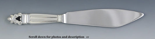 Fine Georg Jensen Acorn Sterling Silver Cake Fish Knife 10 1/2"