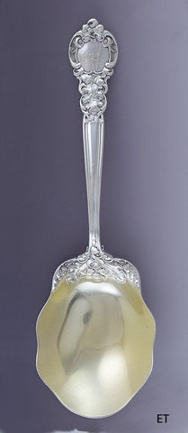 Gorham Gold Wash Sterling Silver Royal Oak Serving Spoon / Scoop R Mono 9"