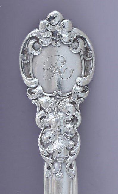 Gorham Gold Wash Sterling Silver Royal Oak Serving Spoon / Scoop R Mono 9"