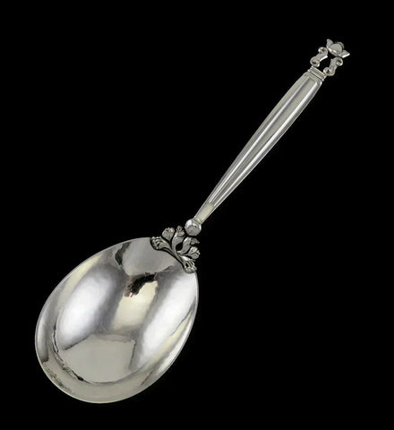 Vintage Sterling Silver Georg Jensen Acorn Large Serving Spoon 9.5"