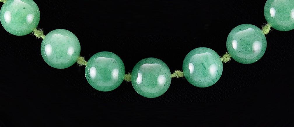 2 Green Aventurine Quartz Necklaces w/ Filigree Clasps (1 is 14k Yellow Gold)