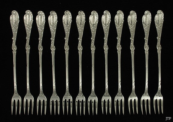 12 Reed Barton La Rocaille Sterling Oyster Forks