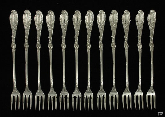 12 Reed Barton La Rocaille Sterling Oyster Forks