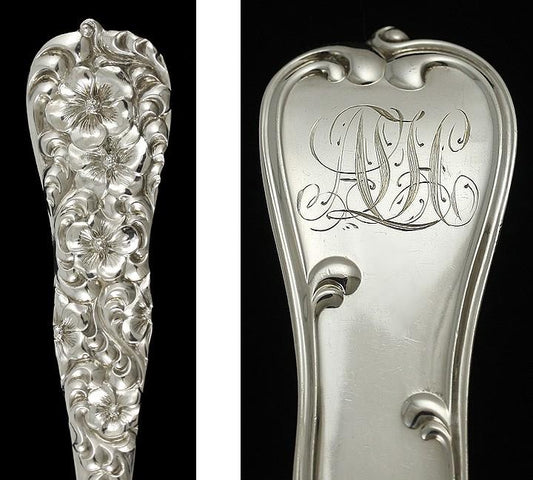 Dominick Haff Rococo Repousse Sterling Silver Berry Casserole Serving Spoon