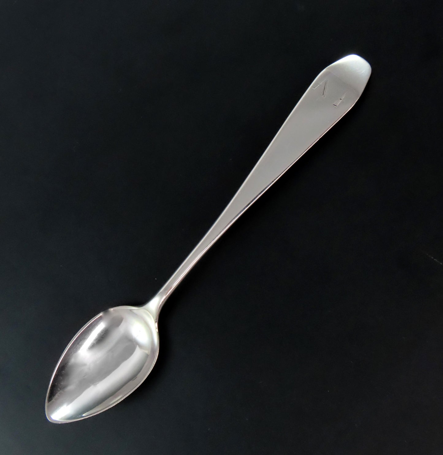 1790s American Coin Silver Coffee Spoon Coffin End Saunders Pitman 5 Inches