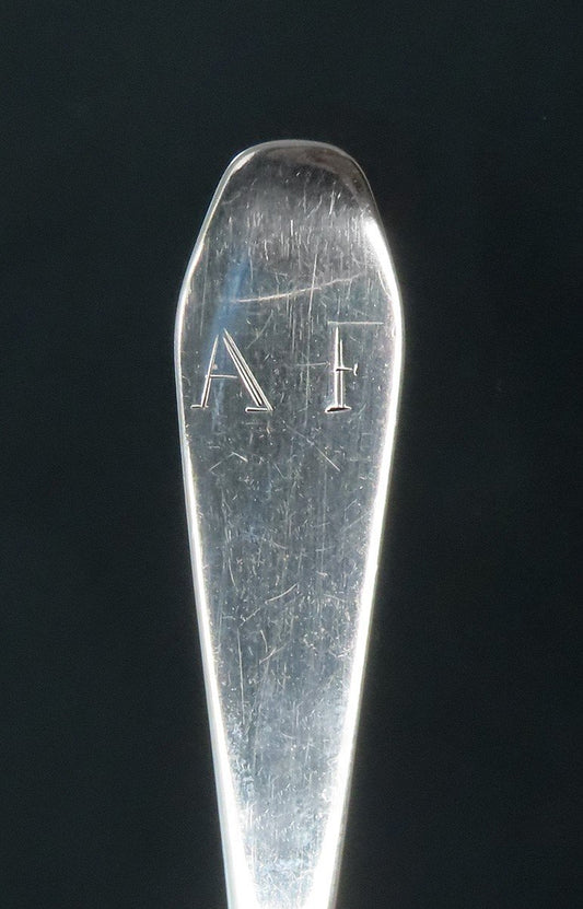 1790s American Coin Silver Coffee Spoon Coffin End Saunders Pitman 5 Inches