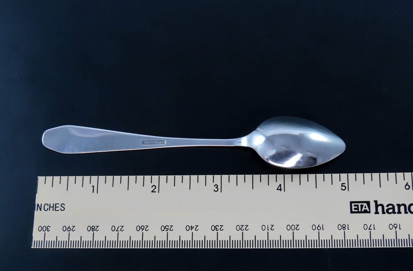 1790s American Coin Silver Coffee Spoon Coffin End Saunders Pitman 5 Inches