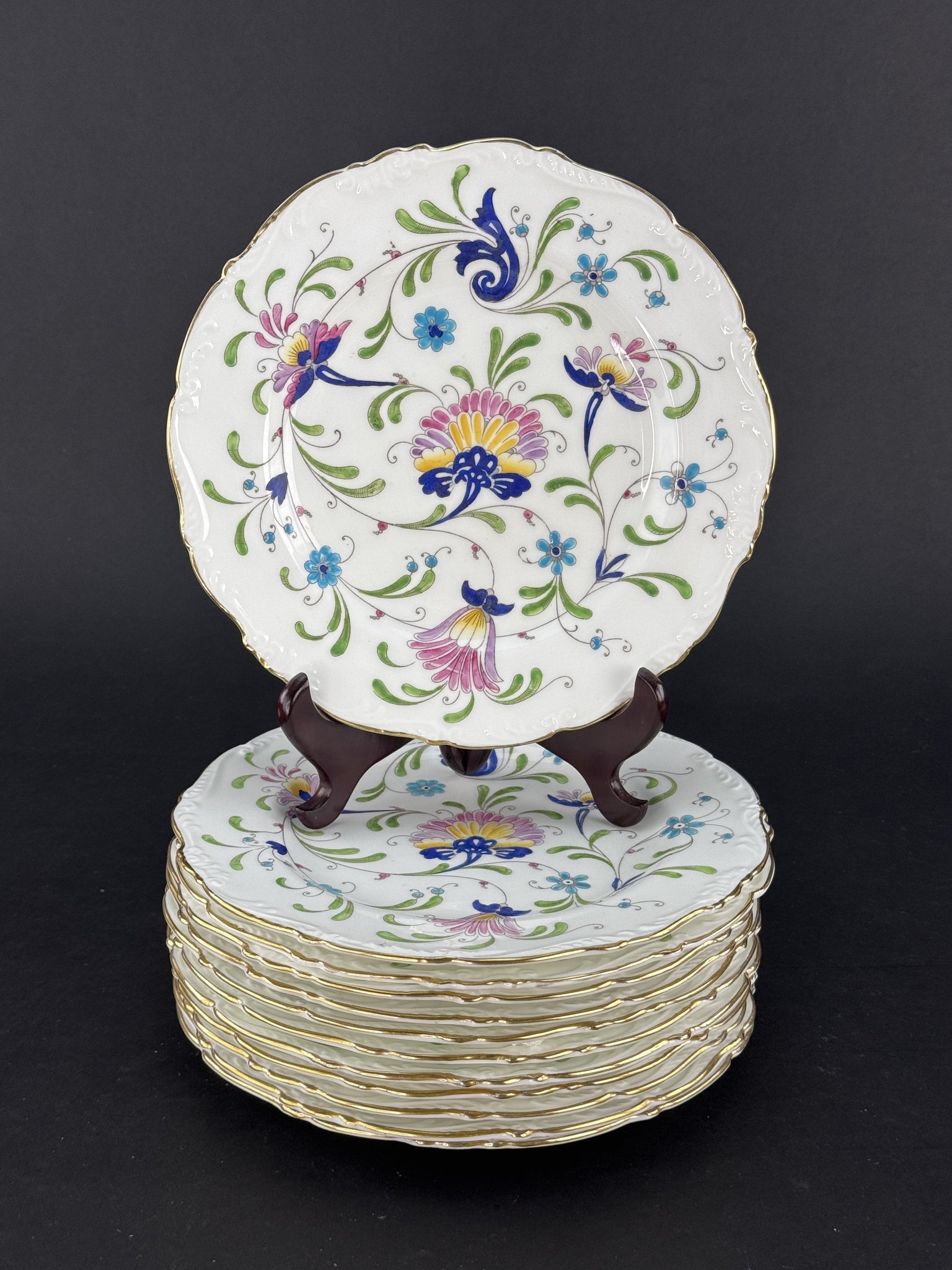 12 Coalport Fanfare Japan Pattern Lunch or Salad Plates 8.75 Inches