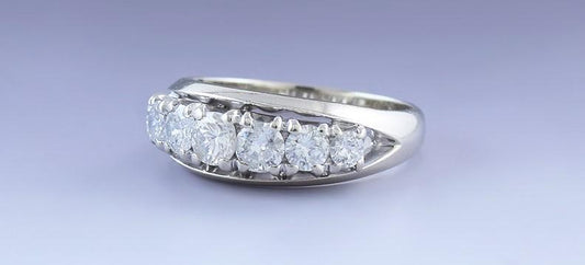 Dazzling 14k White Gold & ~1ct Diamond Anniversary Band Ring