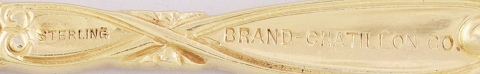 c1900 Superb set 8 Gilt Sterling Silver Cupid Motif Fruit Knives