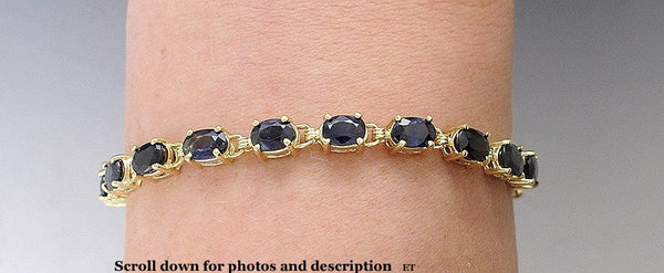Fabulous ~10ct Sapphire 14k Yellow Gold Tennis Bracelet