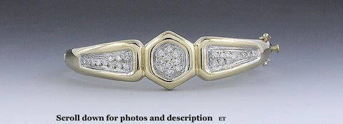 Heavy 18k Gold & ~.50-.65ct Diamond Hinged Cuff Bracelet Bangle