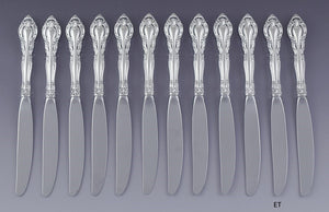 12 Alvin Vivaldi Pattern Sterling Silver & Stainless Dinner Knives