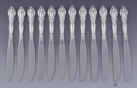 12 Alvin Vivaldi Pattern Sterling Silver & Stainless Dinner Knives