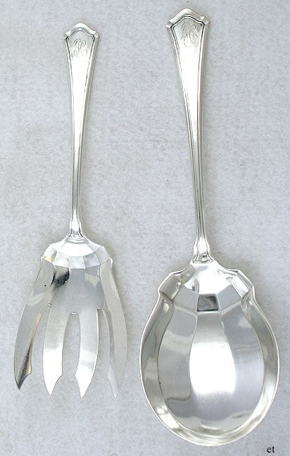 Vintage Sterling Silver Wallace Washington 1911 Salad Fork Spoon Serving Set