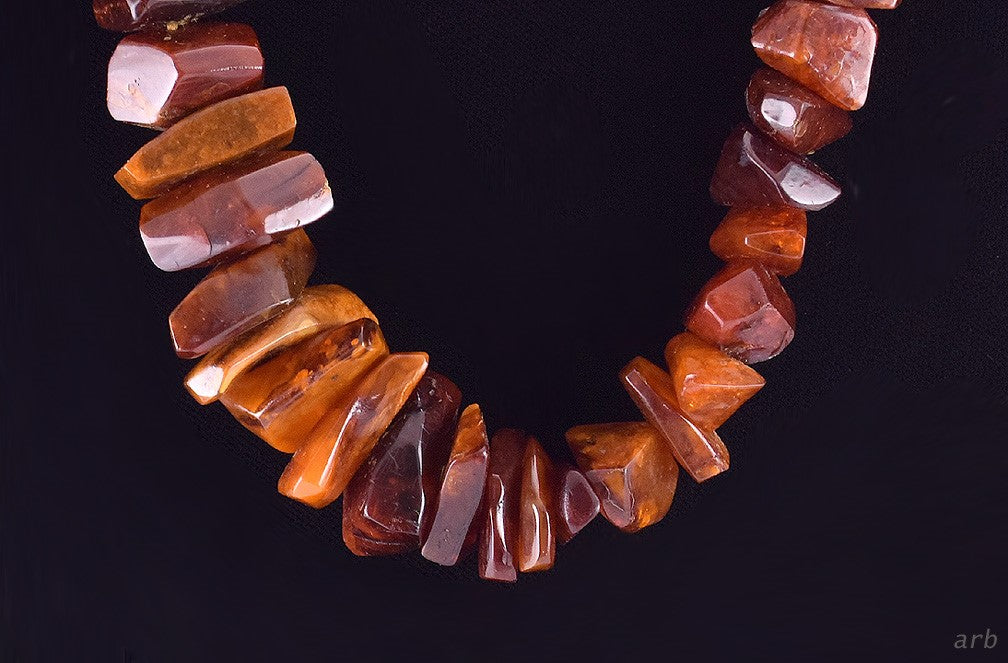 Beautiful Chunky Graduated Real Amber Necklace, Wonderful Deep, Rich Tones!