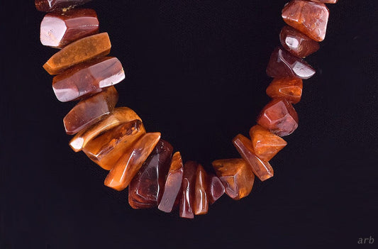 Beautiful Chunky Graduated Real Amber Necklace, Wonderful Deep, Rich Tones!