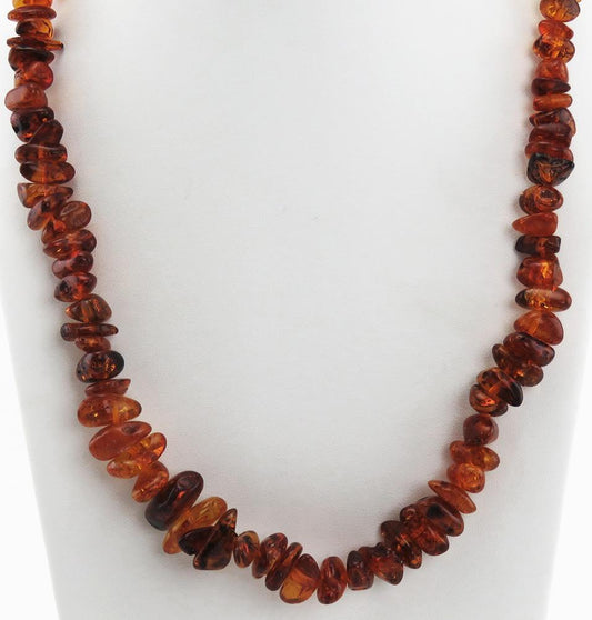 Artisan Handcrafted Tumbled/Polished Natural Amber Beaded Strand Necklace