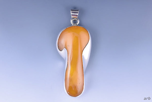 Dazzling Large Polish Amber Pendant Sterling Silver, Bezel Set, 1 1/2" by 1 "