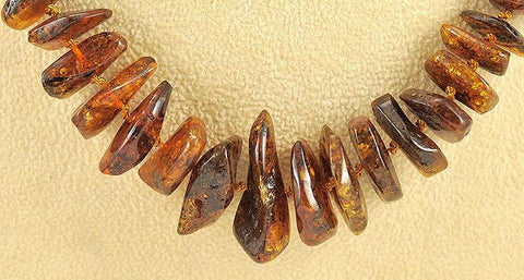 Wonderful Individually Knotted Beaded Necklace of Silver and Amber