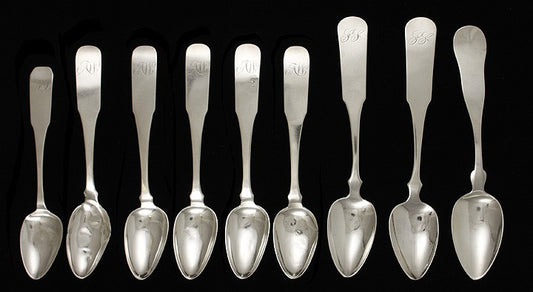 Lot of 9 American Coin Silver Spoons Baltimore Campbell