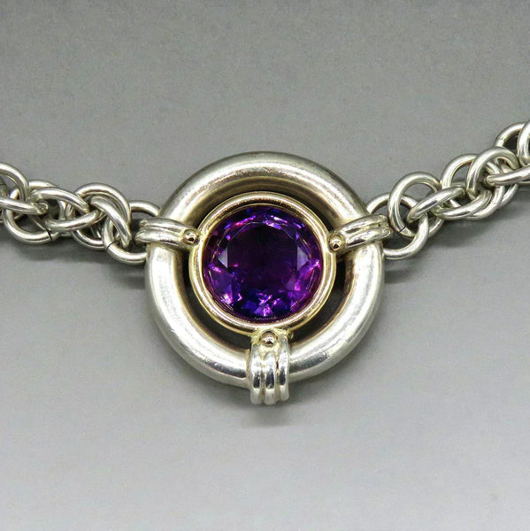 Pretty Custom Made Sterling and 14k gold Amethyst Necklace Pendant