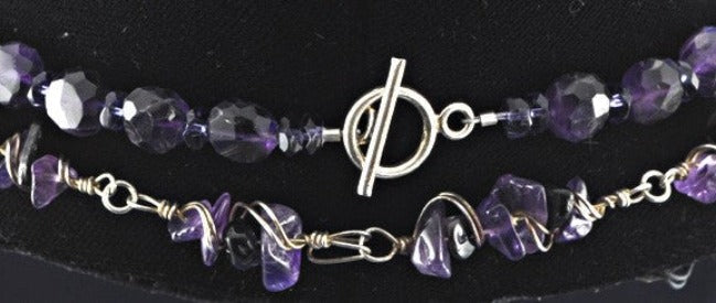 2 Purple Amethyst Necklaces 20 1/2" and 17 1/2" Faceted